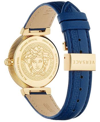 versace women's daphnis watch|Versace Women's Swiss Daphnis Blue Leather Strap Watch .